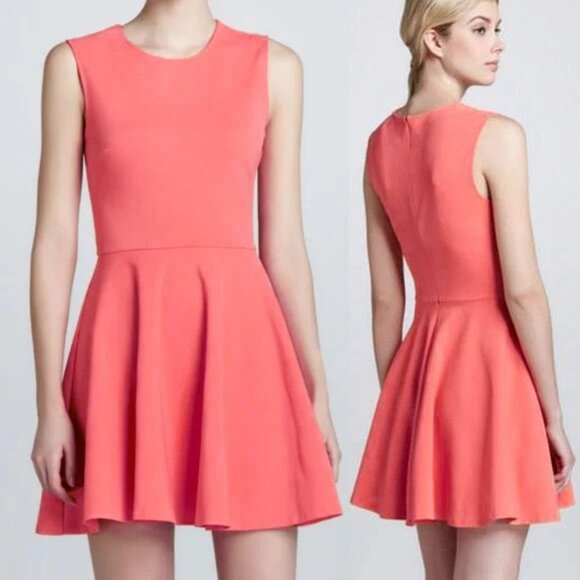 Diane Von Furstenberg DVF Jeannie Knit Fit Flare Dress 6 Coral Pink Stretch $365 - Picture 1 of 16